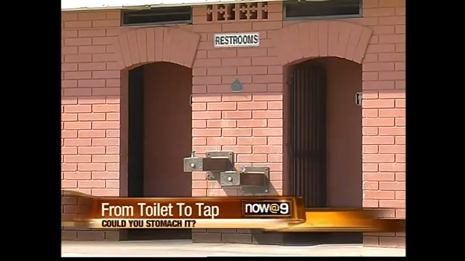 Fountains outside restrooms